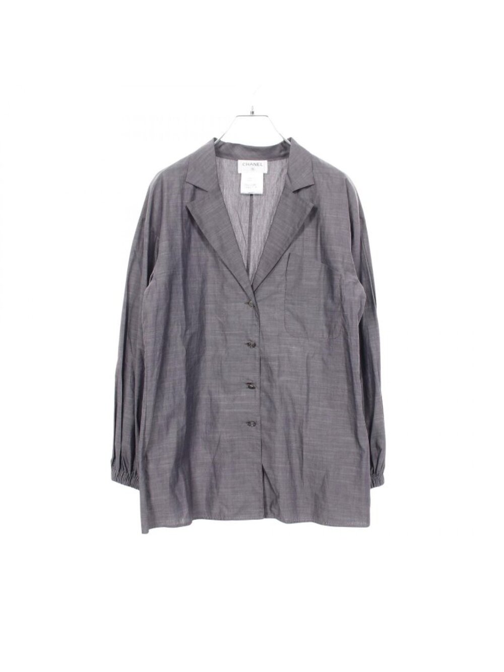 Chanel CC Logo Button Open Color Long Sleeve Cotton Shirt